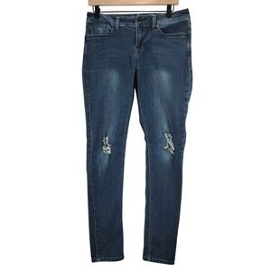 Seven 7 Jeans Skinny Mid Rise Distressed Blue Denim Women's Size 6